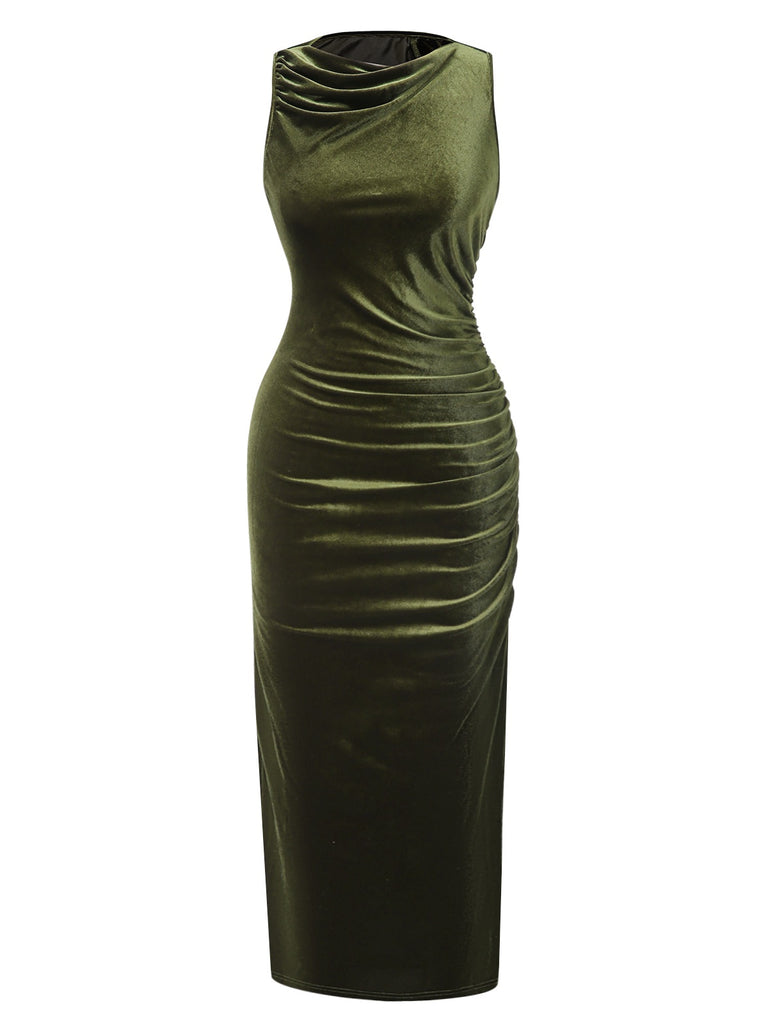 green velvet pleated dress Simplee Emerald Green Pleated Velvet Maxi Dress 1XL Smocked Waist NWT