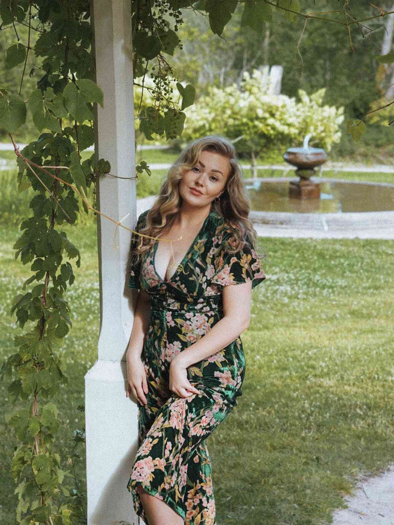 Green 1930s Velvet Vintage Jumpsuit — vintage elegance for the modern woman