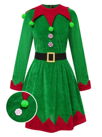 Green 1940s Christmas Elf Dress Set - vintage dress, retro fashion