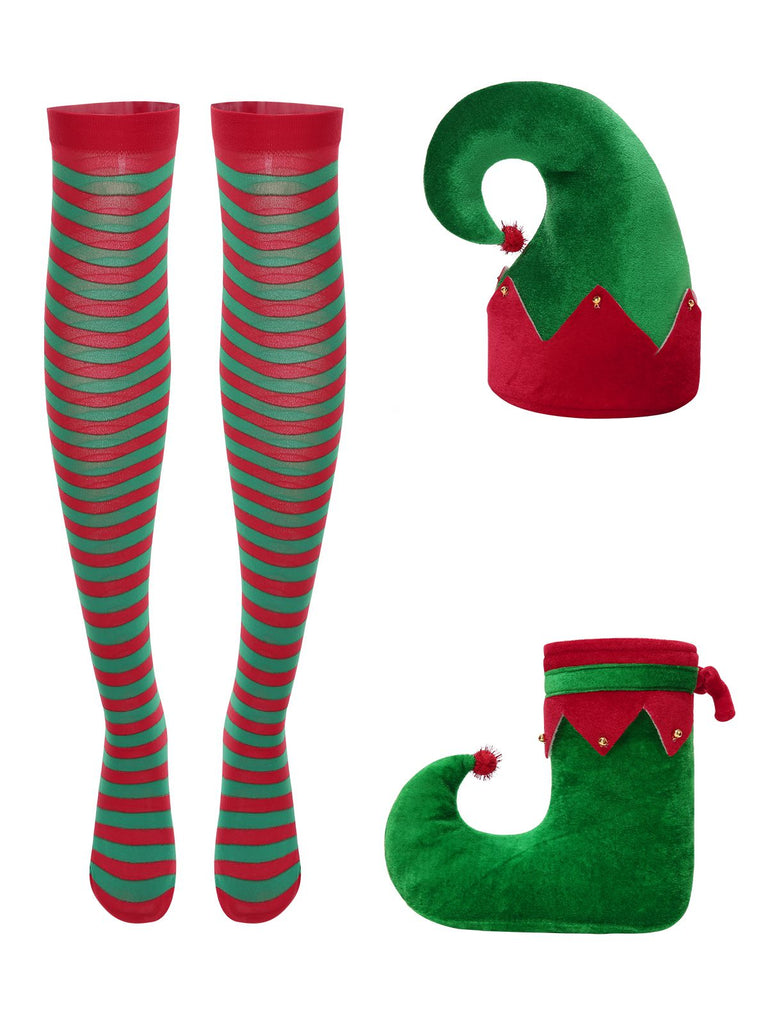 Green 1940s Christmas Elf Dress Set - vintage dress, retro fashion