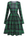 Green 1940s Crew Neck Tartan Dress, vintage dress, retro fashion - perfect for women who love vintage and retro fashion