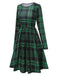 Green 1940s Crew Neck Tartan Dress, vintage dress, retro fashion - perfect for women who love vintage and retro fashion