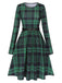 Green 1940s Crew Neck Tartan Dress With Belt, vintage dress, retro fashion - perfect for women who love vintage and retro fashion