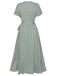 This Green 1940s Ditsy Floral Flounce Sleeve Dress wraps her in 1940s elegance, one twirl at a time