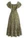 Green 1940s Floral Square Neck Swing Dress 2