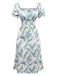 Green 1940s Floral Bow Tie Dress - vintage dress, retro fashion