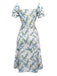 Green 1940s Floral Bow Tie Dress - vintage dress, retro fashion