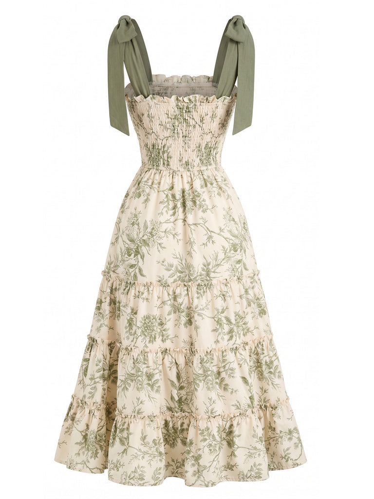 Elegant Green 1940s Vintage Floral Dress 2