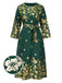 She slips into this Green 1940s Gilded Floral Belted Dress and suddenly it's a 1940s daydream