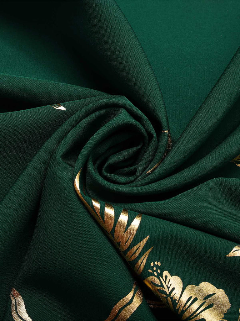 Green 1940s Gilded Floral Belted Dress — the kind of 1940s dress that makes strangers smile