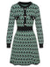 Green 1940s Knitted Floral A-Line Dress, vintage dress, retro fashion, floral print - perfect for women who love vintage and retro fashion