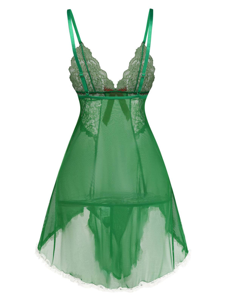 Green 1940s Lace Patchwork Sheer Nightgown | Retro Stage Green 1940s Lace Patchwork Sheer Nightgown | Retro Stage
