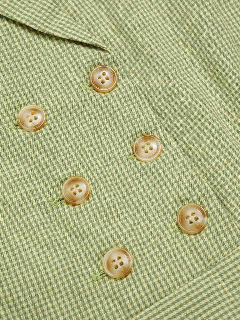 Green 1940s Lace Plaid Cotton Patchwork Dress: where 1940s romance meets her modern spirit