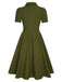 Green 1940s Lapel Buttoned Solid Dress — the kind of 1940s dress that makes strangers smile