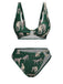 Green 1940s Leopard Halter Split Swimsuit, vintage swimsuit, pin-up swimwear - perfect for women who love vintage and retro fashion