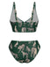Green 1940s Leopard Halter Split Swimsuit, vintage swimsuit, pin-up swimwear - perfect for women who love vintage and retro fashion