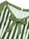 Green 1940s Off-Shoulder Stripes Bow Belted Dress — a 1940s silhouette that turns sidewalks into runways