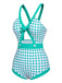 Green 1940s Polka Dot Bowknot One-Piece Swimsuit: timeless style reimagined