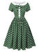 Green 1940s Polka Dot Bowknot Patchwork Dress, vintage dress, retro fashion - perfect for women who love vintage and retro fashion