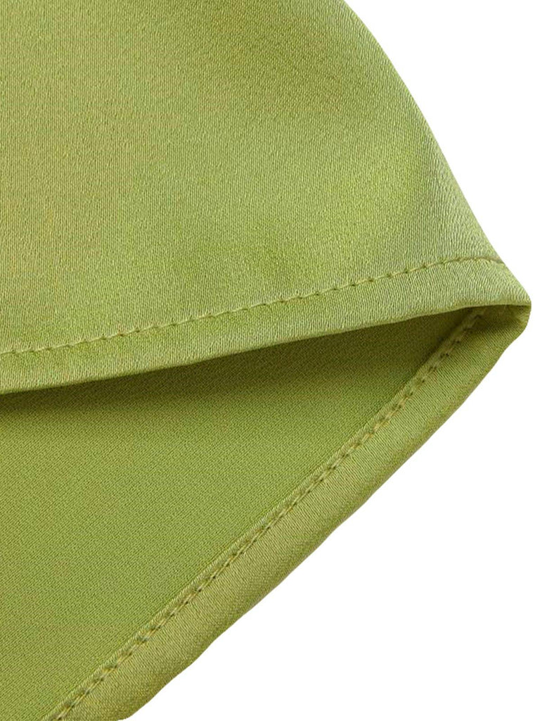 Green 1940s Satin V-Neck Buttons Shirt: a 1940s classic that whispers rather than shouts