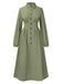 Green 1940s Shirt Neck Long Sleeve Solid Dress: where 1940s romance meets her modern spirit