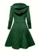 Green 1940s Solid Knitted Hooded Sweater Dress: where 1940s romance meets her modern spirit