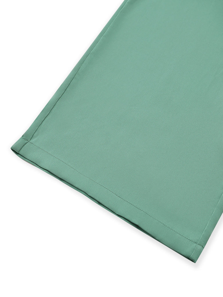 Green 1940s Solid Mock Jumpsuit — 1940s style that transcends decades