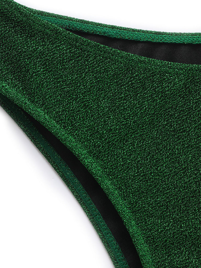 Green 1940s Solid Starfish Sequined Bikini Set: beautiful vintage swimwear, retro swimsuit, pin-up style with timeless appeal