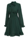Green 1940s Solid Textured Bow Collar Dress, vintage dress, retro fashion - perfect for women who love vintage and retro fashion