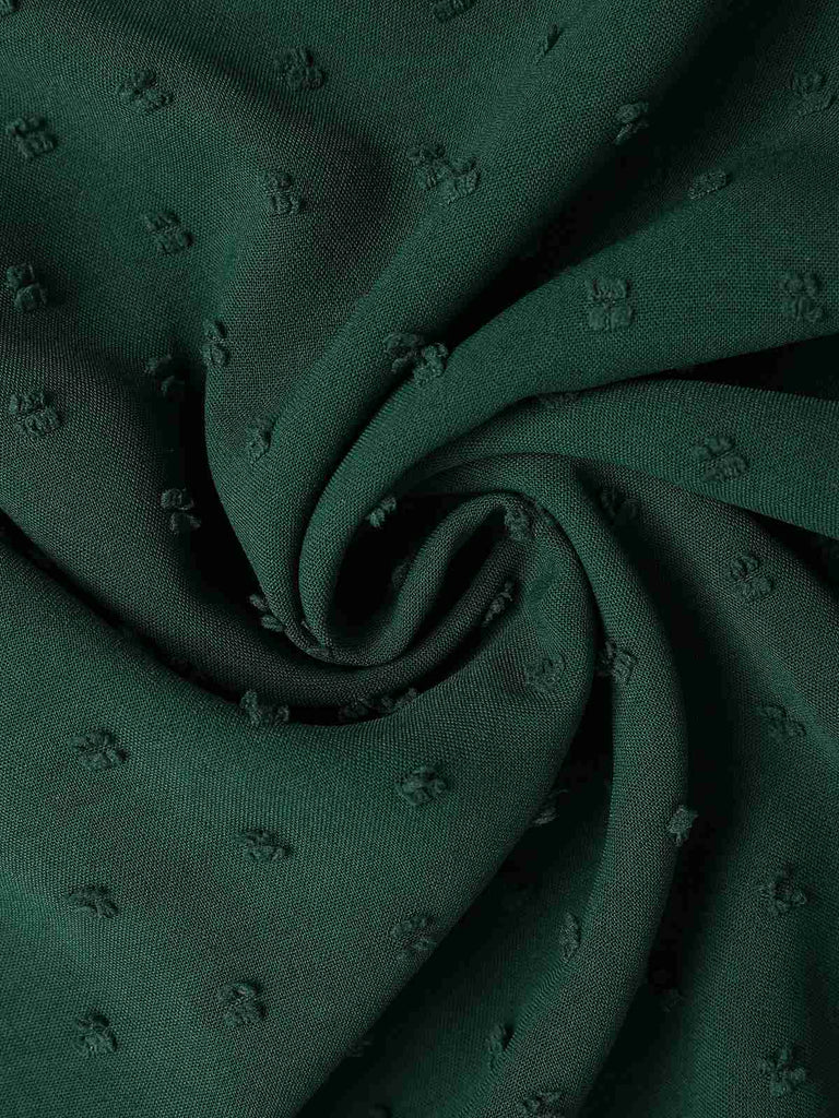Green 1940s Solid Textured Bow Collar Dress, vintage dress, retro fashion - perfect for women who love vintage and retro fashion