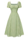 This Green 1940s Sweetheart Ditsy Floral Dress wraps her in 1940s elegance, one twirl at a time
