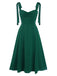 Green 1940s Sweetheart Neck Lace-Up Slit Dress, vintage dress, retro fashion, lace detail - perfect for women who love vintage and retro fashion