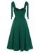 Green 1940s Sweetheart Neck Lace-Up Slit Dress, vintage dress, retro fashion, lace detail - perfect for women who love vintage and retro fashion