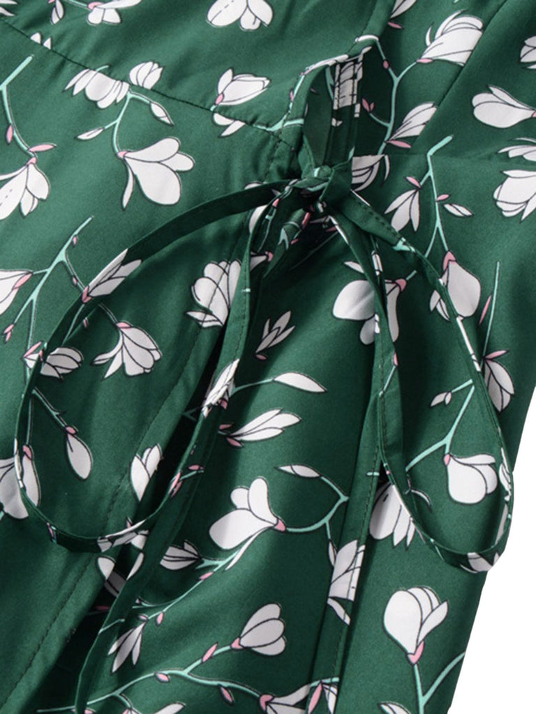 Green 1940s V-Neck Floral Dress — the kind of 1940s dress that makes strangers smile