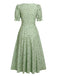 Green 1940s V-Neck Floral Lantern Sleeves Dress, vintage dress, retro fashion, floral print - perfect for women who love vintage and retro fashion