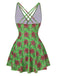 Green 1940s V-Neck Floral Ruched-Waist Swimsuit: 1940s Riviera elegance, reimagined for her