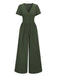 Green 1940s V-Neck Solid Jumpsuit, vintage romper, retro jumpsuit - perfect for women who love vintage and retro fashion
