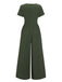 Green 1940s V-Neck Solid Jumpsuit, vintage romper, retro jumpsuit - perfect for women who love vintage and retro fashion