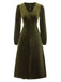 She slips into this Green 1940s Velvet Petal Collar Dress and suddenly it's a 1940s daydream