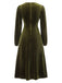 Green 1940s Velvet Petal Collar Dress, vintage dress, retro fashion - perfect for women who love vintage and retro fashion
