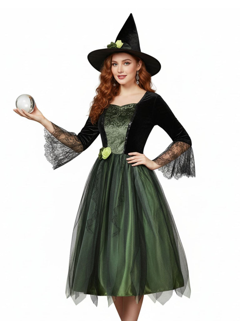 Green 1950s 3D Flower Wonderful Wizard Dress - vintage dress, retro fashion, rockabilly