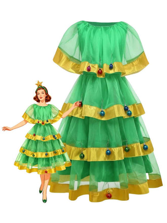 Green 1950s Christmas Tree Costume With Bell - vintage fashion, retro style