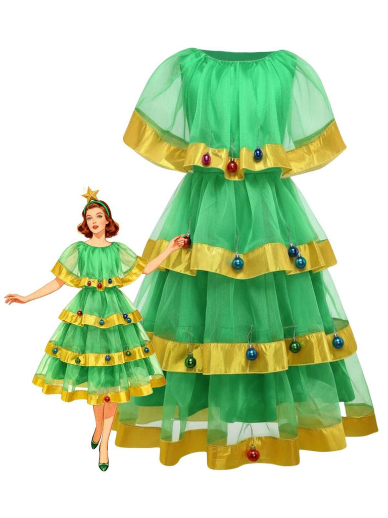 She finds her 1950s story in this Green 1950s Christmas Tree Costume With Bell
