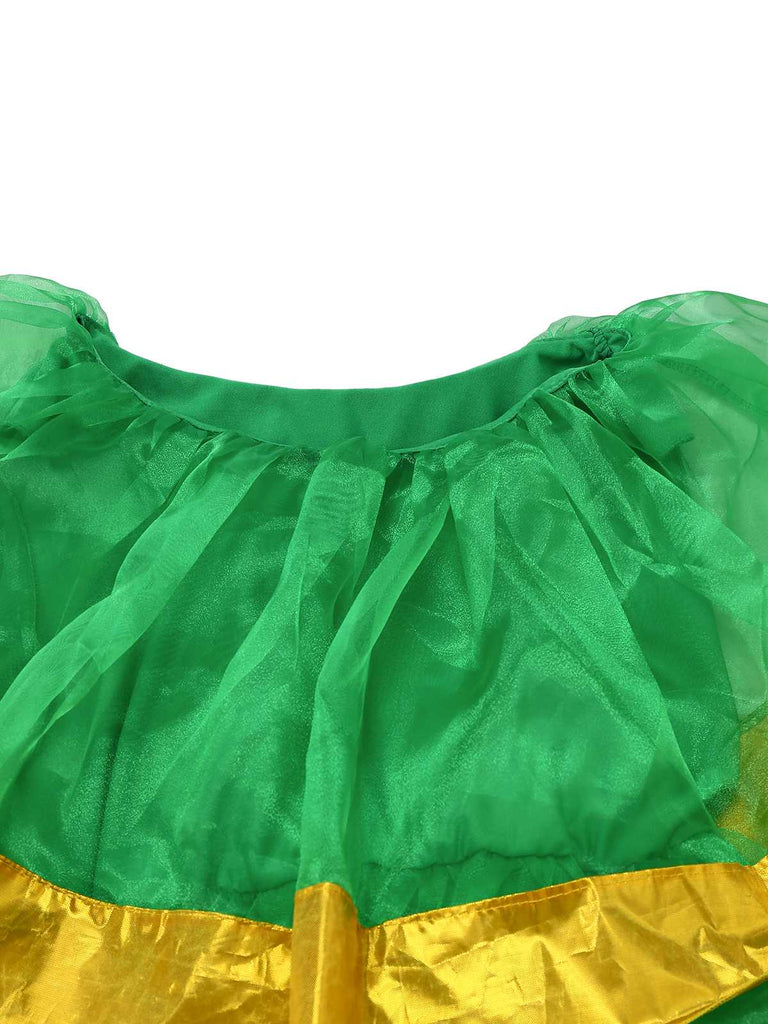 This Green 1950s Christmas Tree Costume With Bell whispers 1950s secrets to those who notice