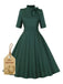 She slips into this Green 1950s Cotton Tie Elbow Sleeves Dress and suddenly it's a 1950s daydream