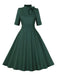 Green 1950s Cotton Tie Elbow Sleeves Dress: where 1950s romance meets her modern spirit