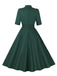 This Green 1950s Cotton Tie Elbow Sleeves Dress wraps her in 1950s elegance, one twirl at a time