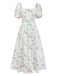 Green 1950s Floral Square Neck Dress 4
