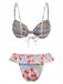 Green 1950s Floral Ruffle Bikini Set: beautiful vintage swimwear, retro swimsuit, pin-up style with timeless appeal