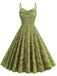 Green 1950s Floral Suspender Swing Dress, vintage dress, retro fashion, rockabilly, pin-up fashion - perfect for women who love vintage and retro fashion